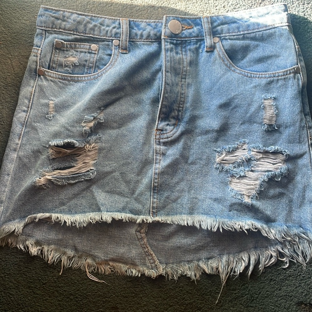 Signature8 Blue High-Low Mini Skirt